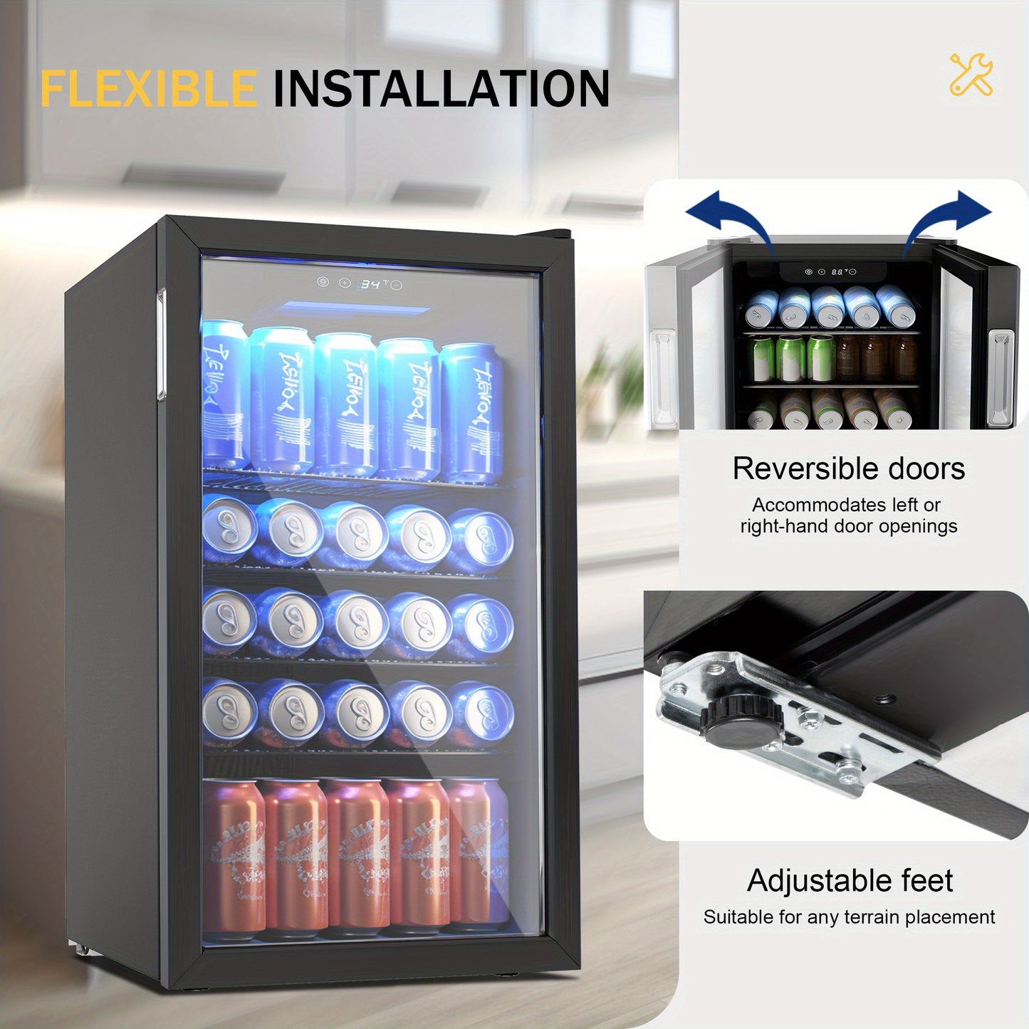 126 Can Mini-Fridge With Glass Door