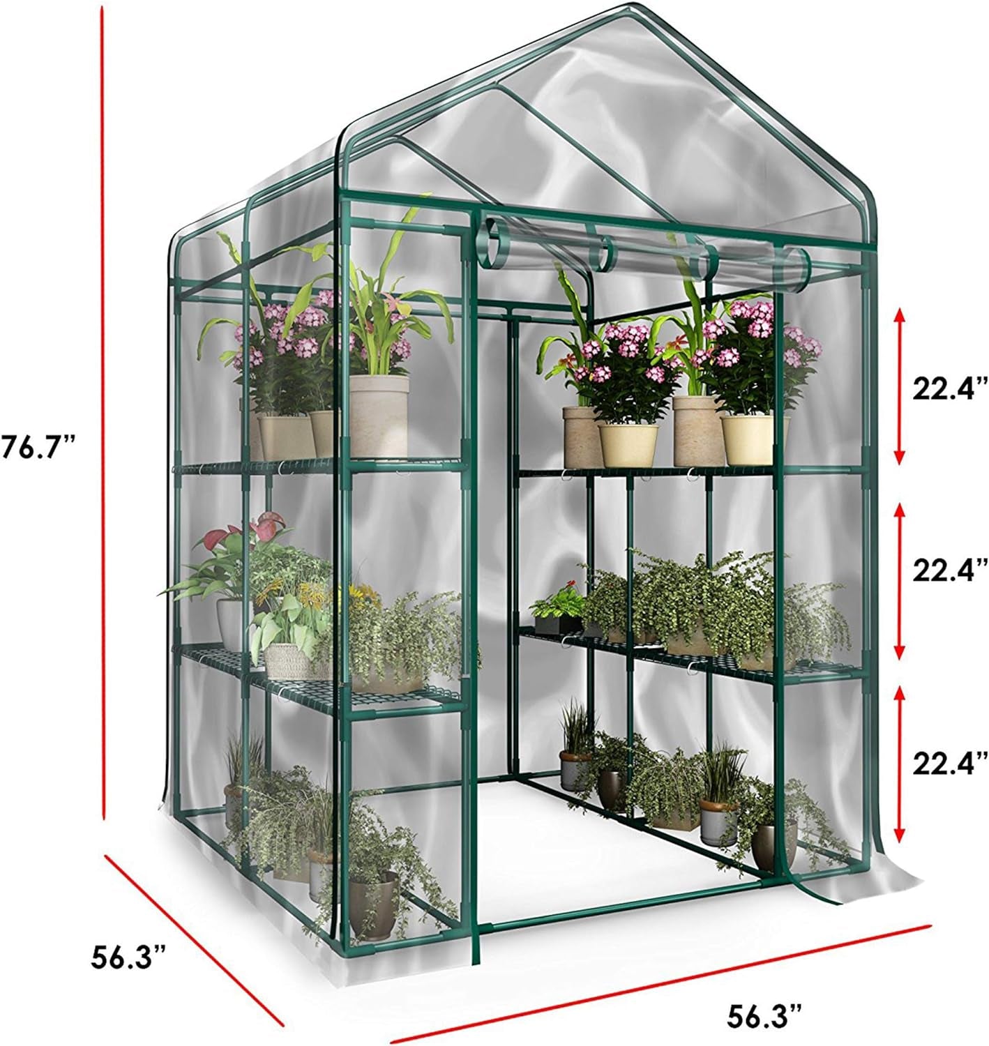 Walk-in Greenhouse with 8 Sturdy Shelves