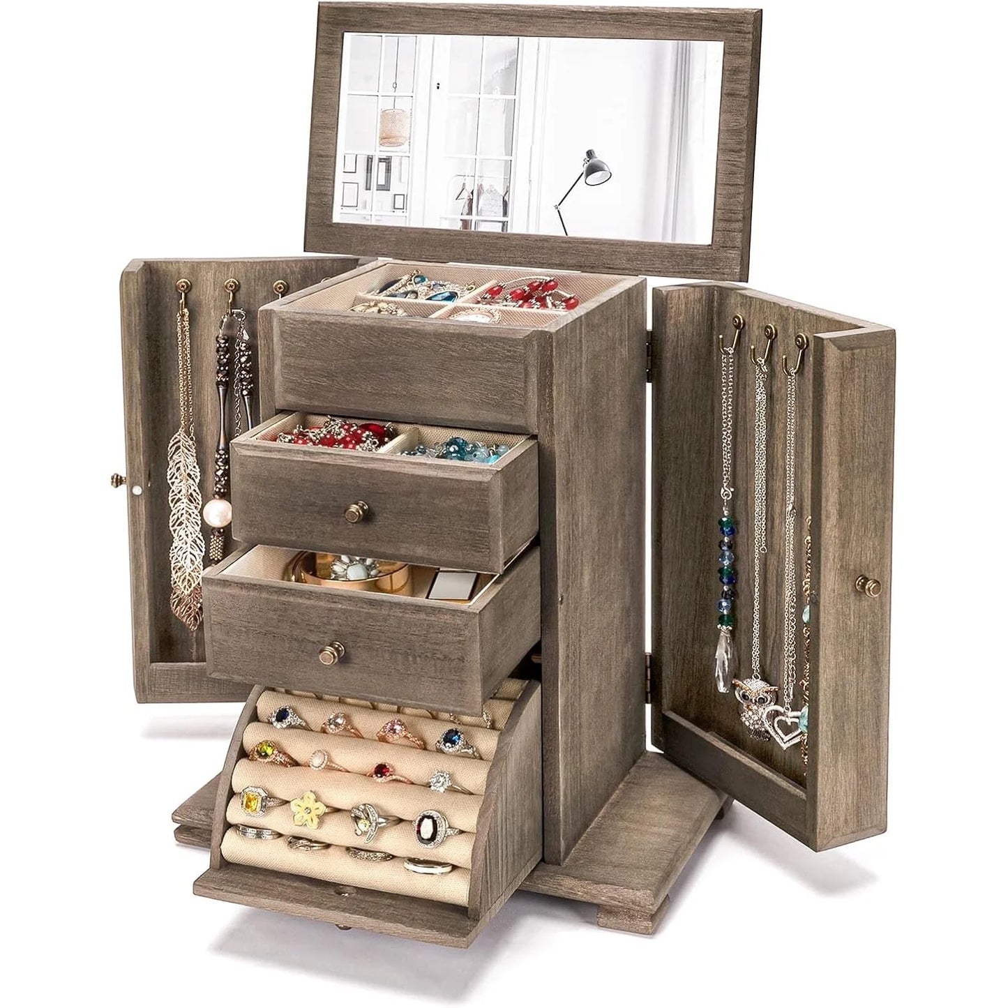 SFUGNO 4-Layer Wooden Jewelry Box