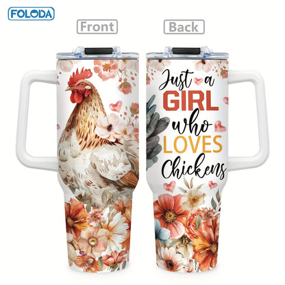 40oz Chicken Tumbler with Lid & Straw