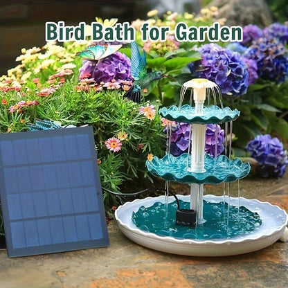 3-Tier Bird Bath With Solar Pump