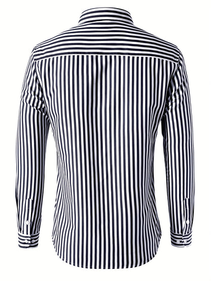 Men's Trendy Striped Button-Down Shirt