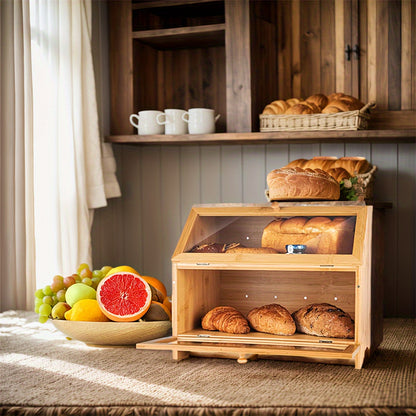 Large Capacity Bamboo Bread Box