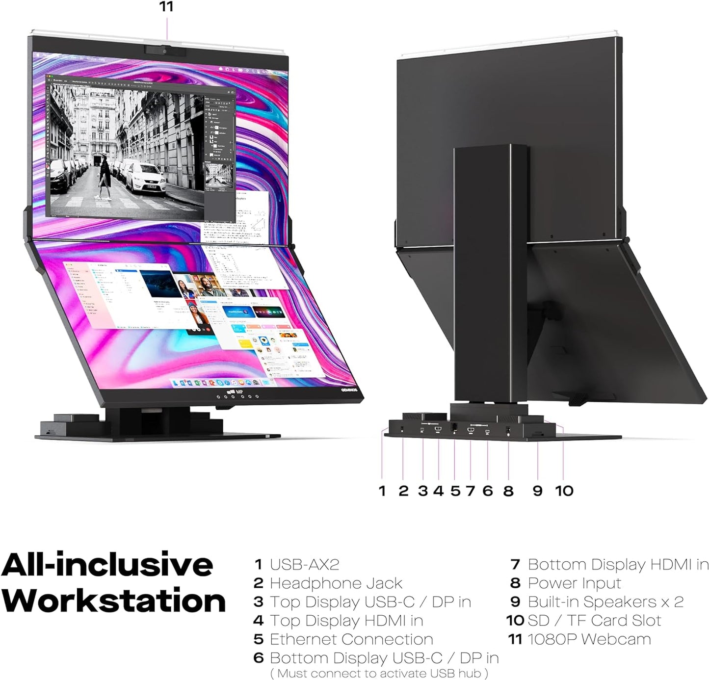 GEMINOS Dual-Stacked 24" Monitors