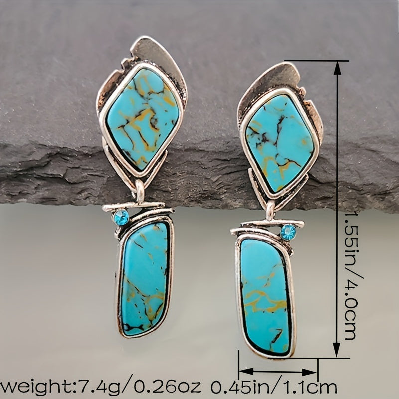 Men's Vintage Turquoise Stone Earrings