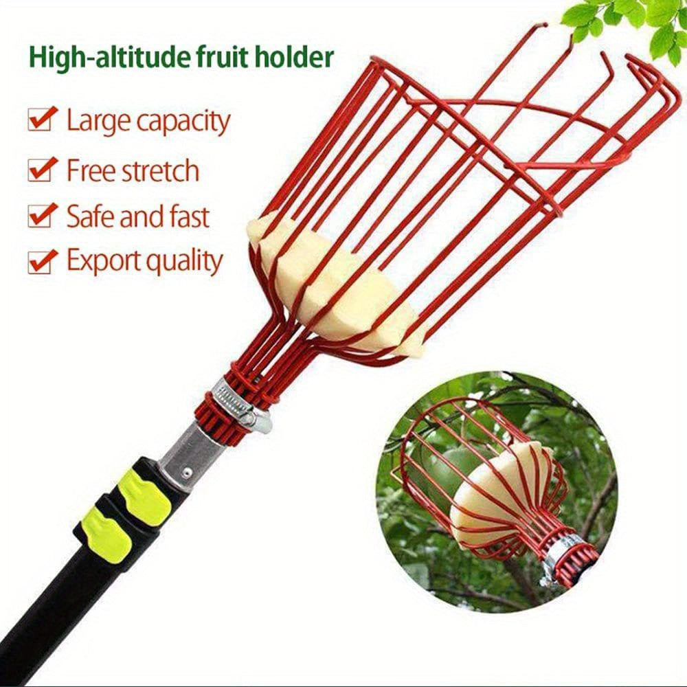 Fruit Picker Tool with Basket - Adjustable Aluminum Pole