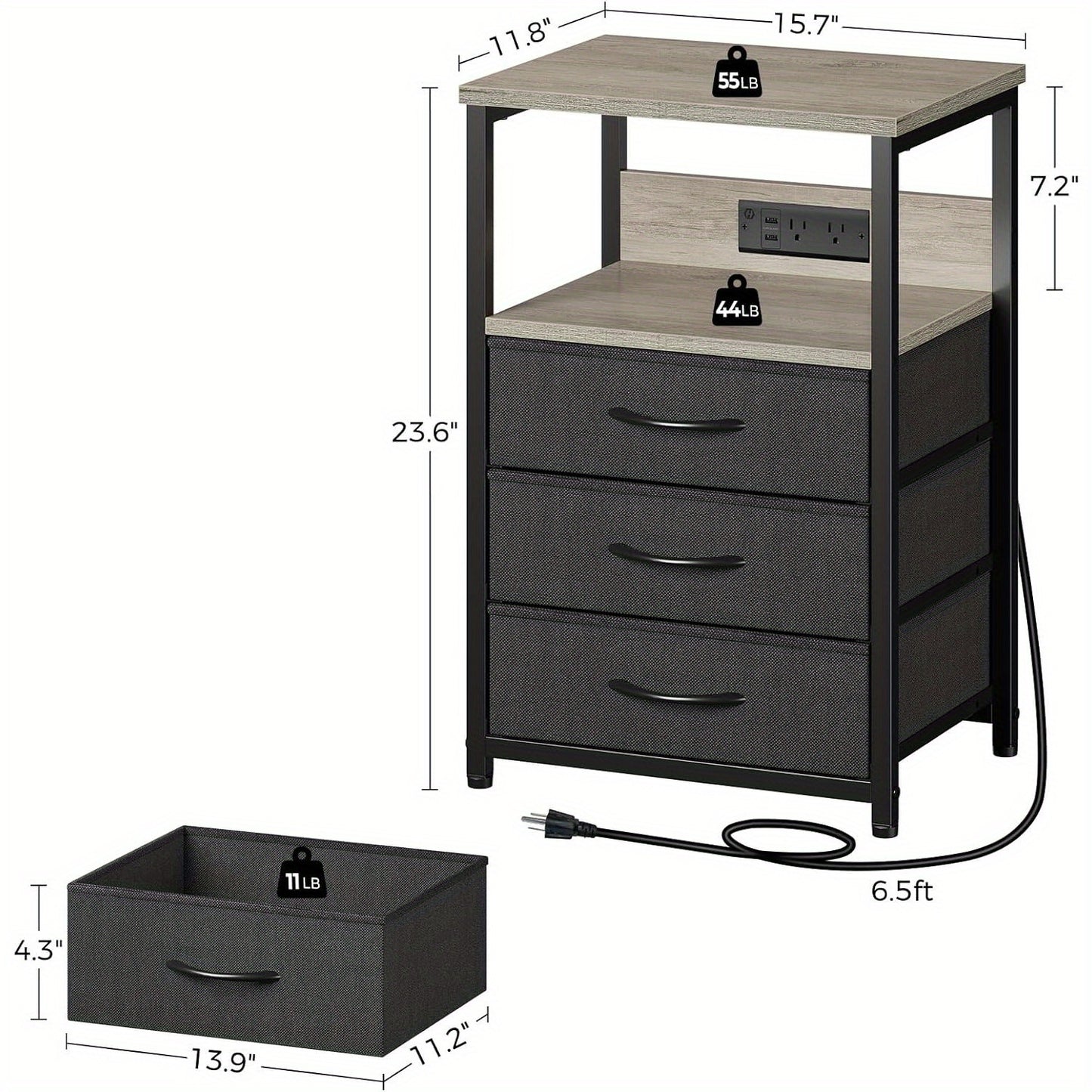 Nightstand Charging Station with LED