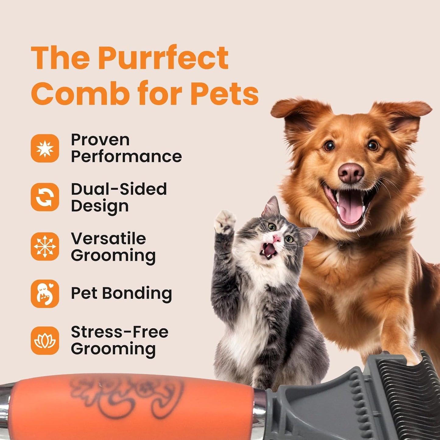 GoPets Grooming Comb for Dogs, Cats