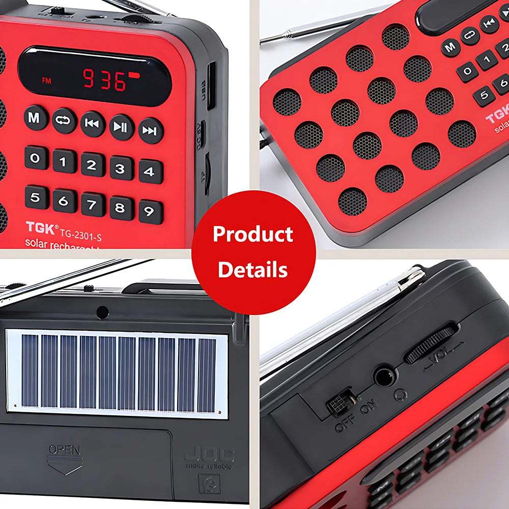 TGK® Solar Charging FM Radio with Bluetooth