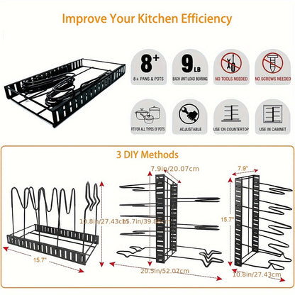 8-Tier Pot Rack Organizer