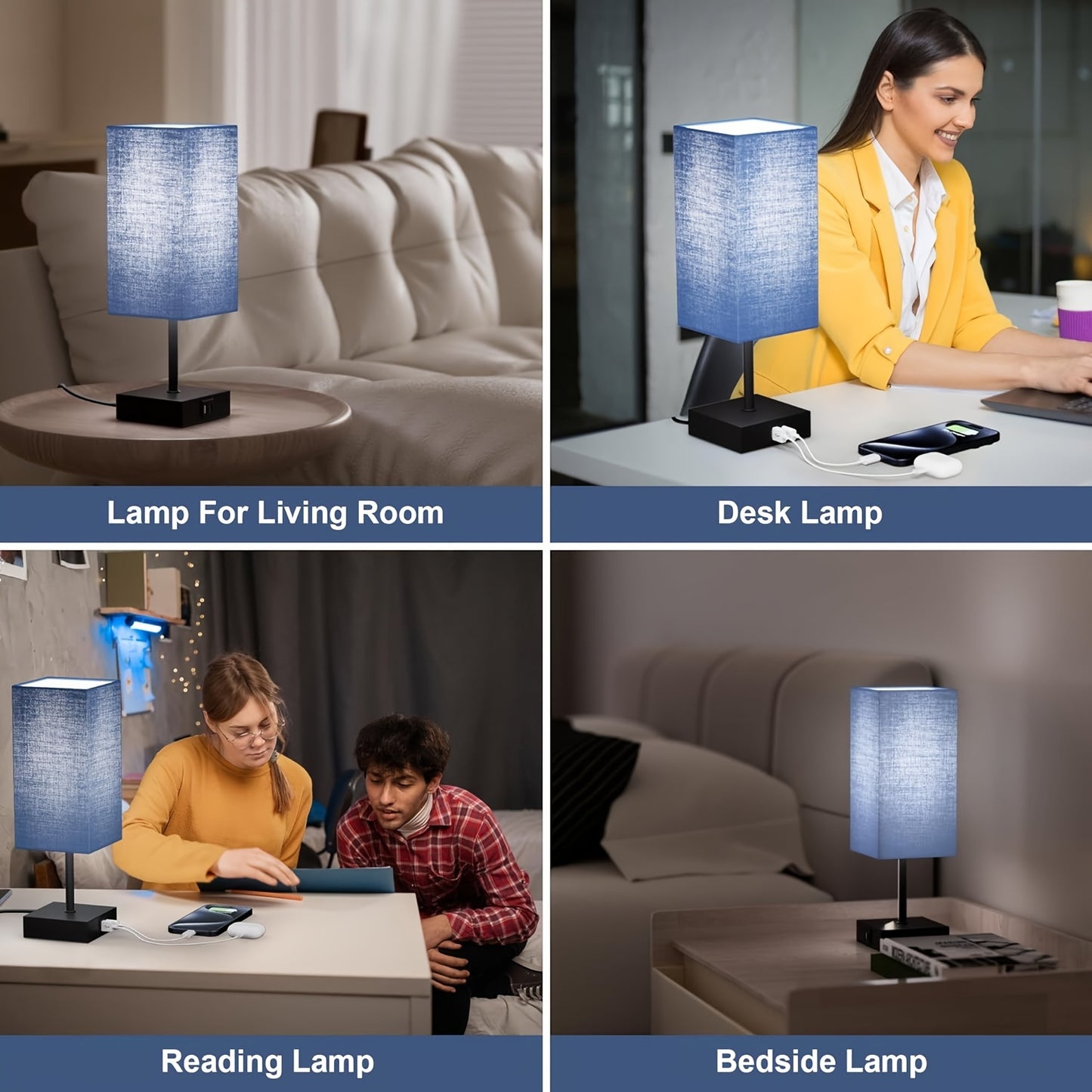 Dimmable 3-way Bedside Touch Lamps