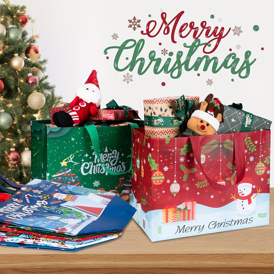 Ho Ho Ho! Reusable Christmas Gift Bags - 8/16 Pack