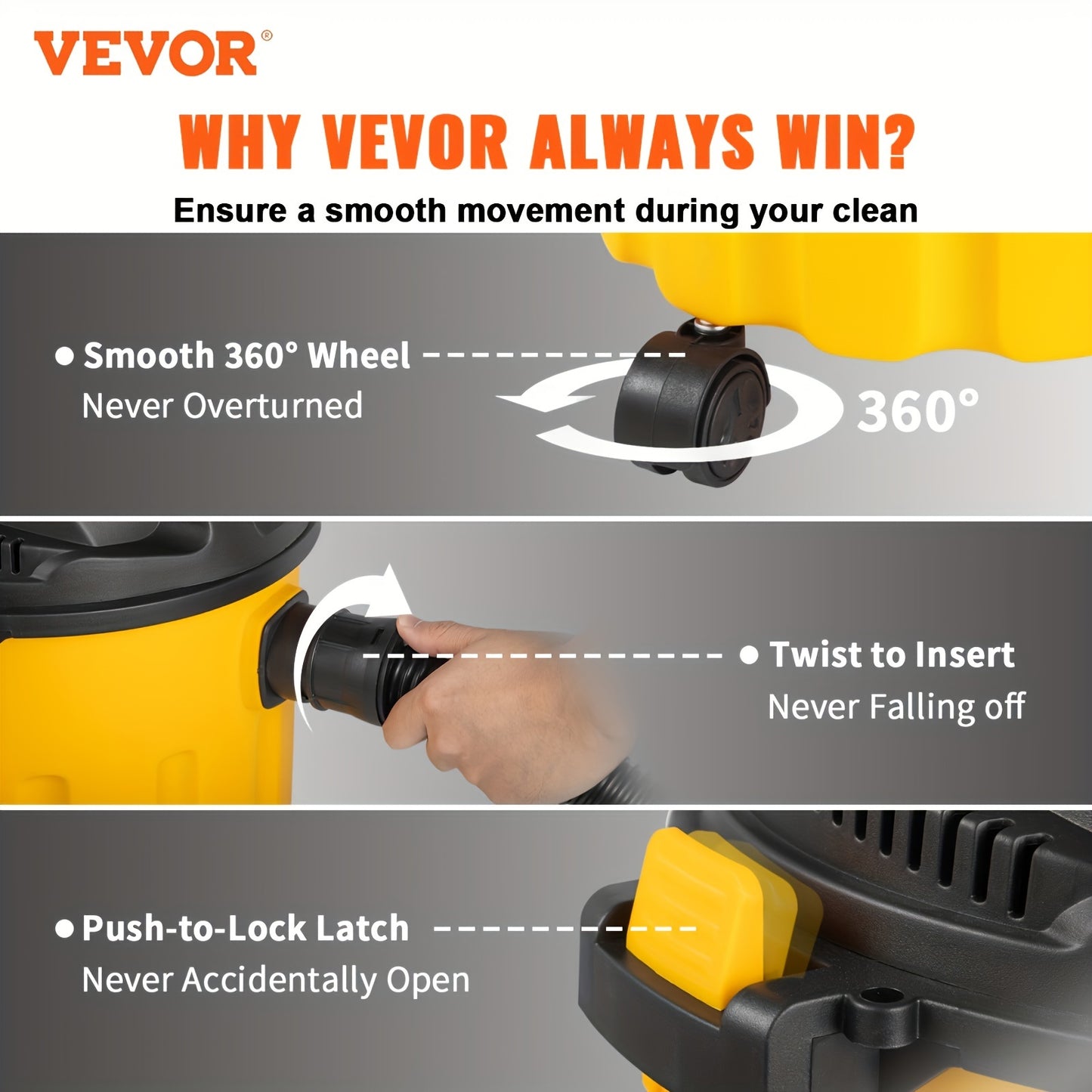 VEVOR 2.6 Gallon Wet-Dry Vac