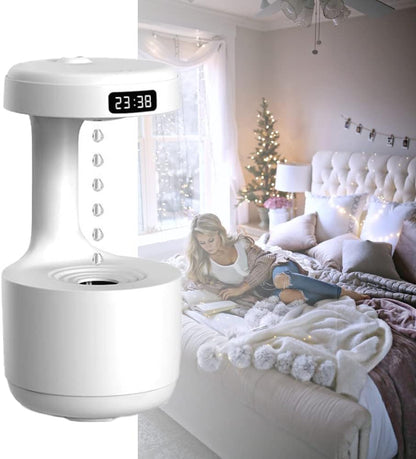 Anti-Gravity Droplet Humidifier – 800ML Air Humidifier with LED Smart Display Clock