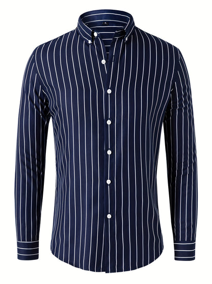 Men's Trendy Striped Button-Down Shirt