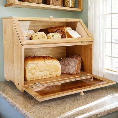 Large Capacity Bamboo Bread Box