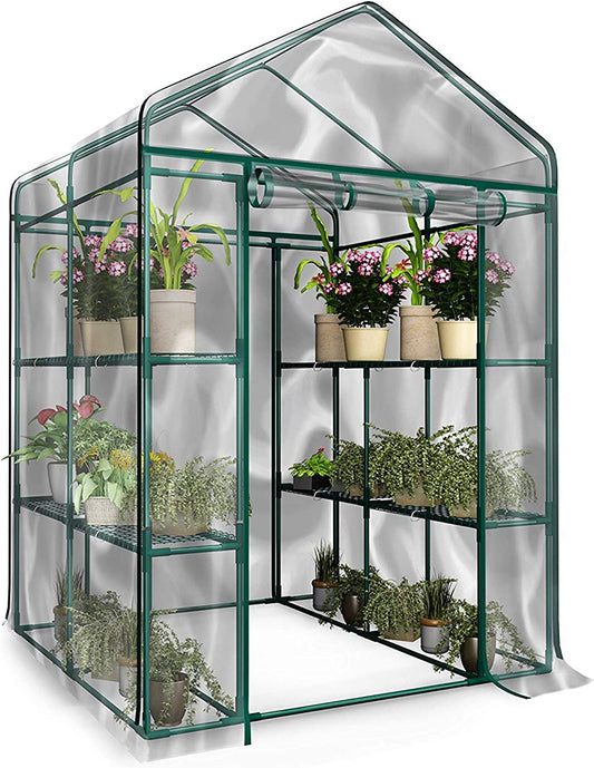 Walk-in Greenhouse with 8 Sturdy Shelves