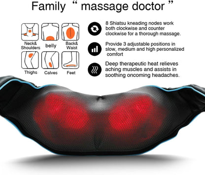 SHIATSU Back, Shoulder & Neck Massager with Heat