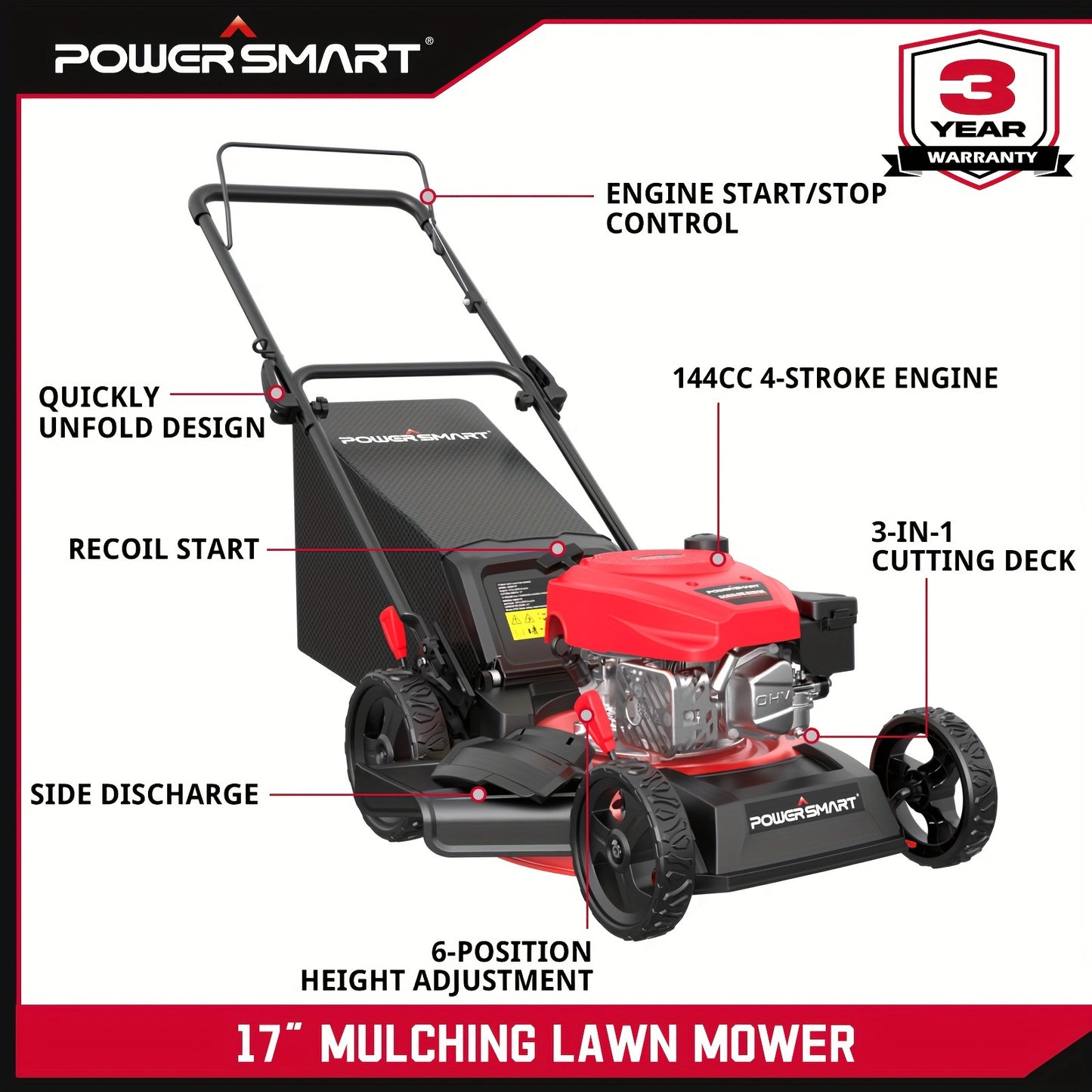 17-inch 144cc Push Lawn Mower