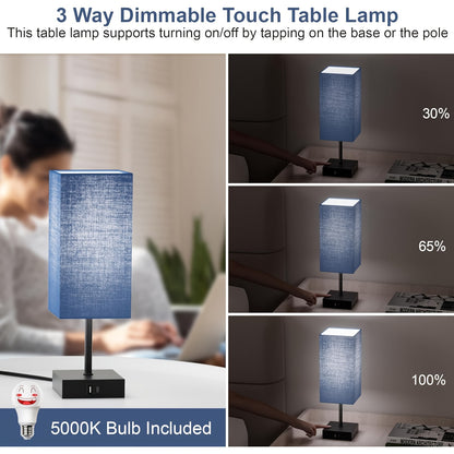 Dimmable 3-way Bedside Touch Lamps