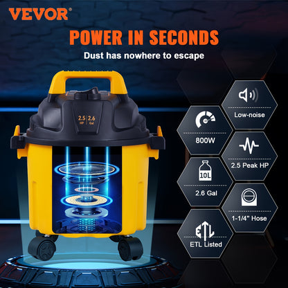 VEVOR 2.6 Gallon Wet-Dry Vac