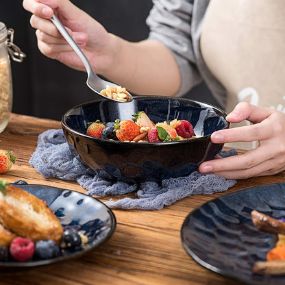 32oz Blue Ceramic Pasta Bowls (Set of 6)