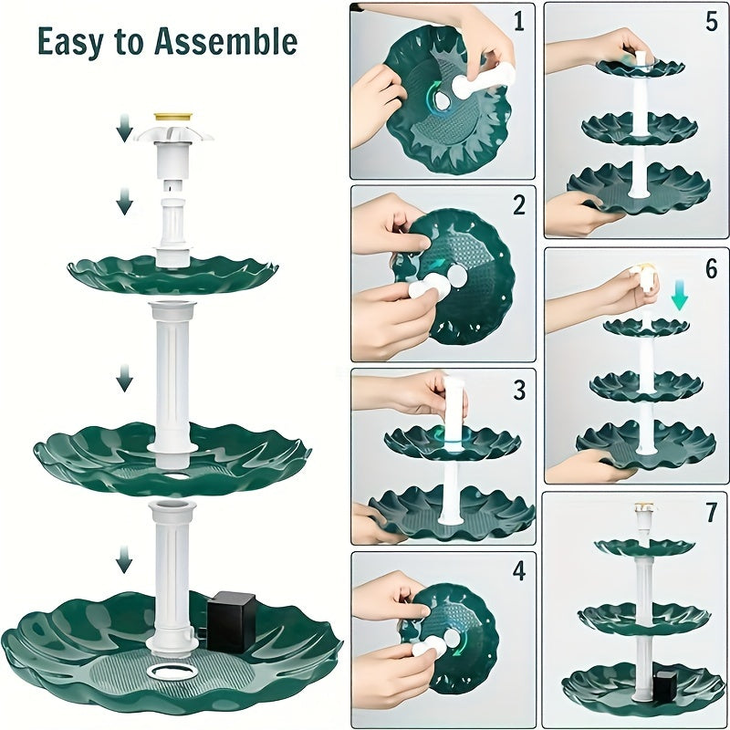 3-Tier Bird Bath With Solar Pump