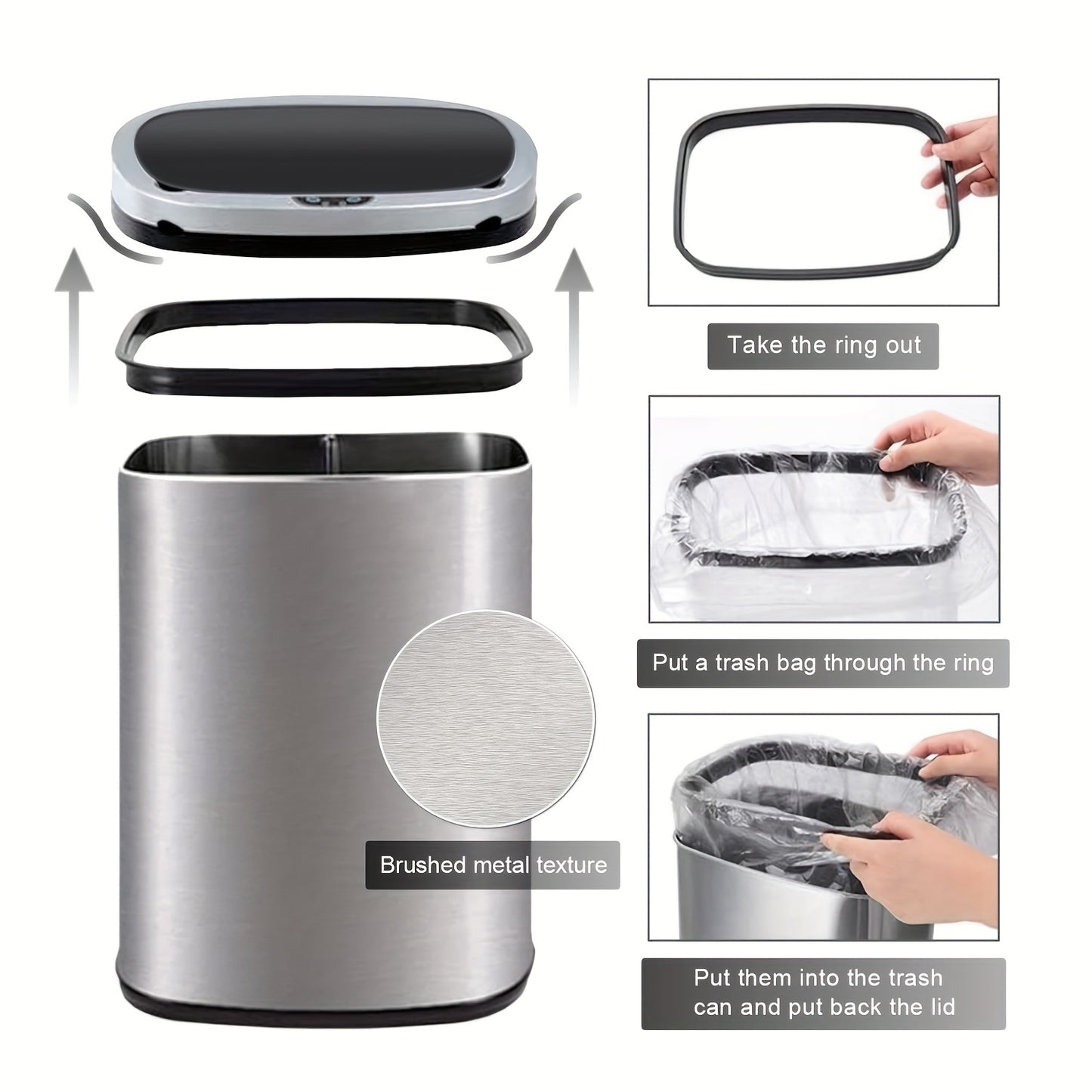 Touchless Stainless Steel Trash Can