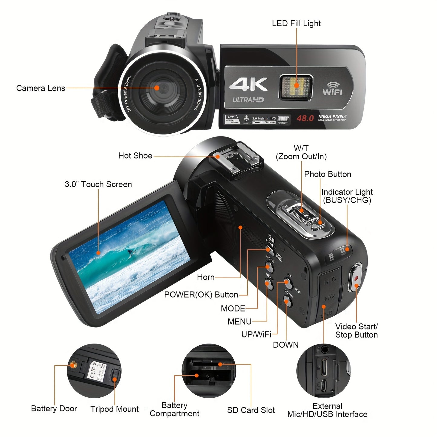 KOMERY 4K Video Camcorder