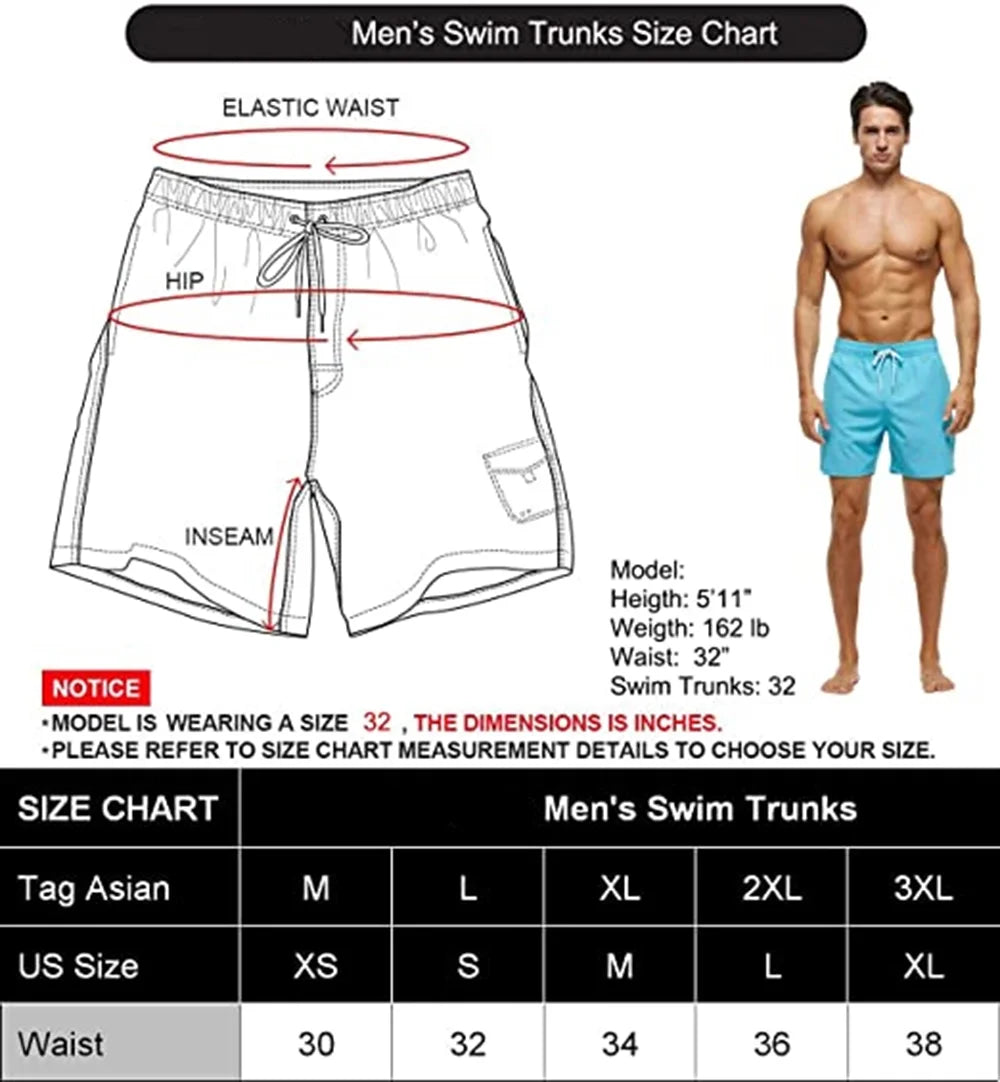 Men's Swim Trunks with Zipper Pockets