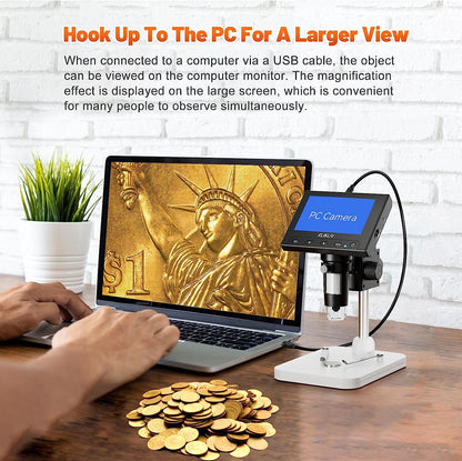 LCD Digital Coin Microscope 4.3'' Display & LED Lights