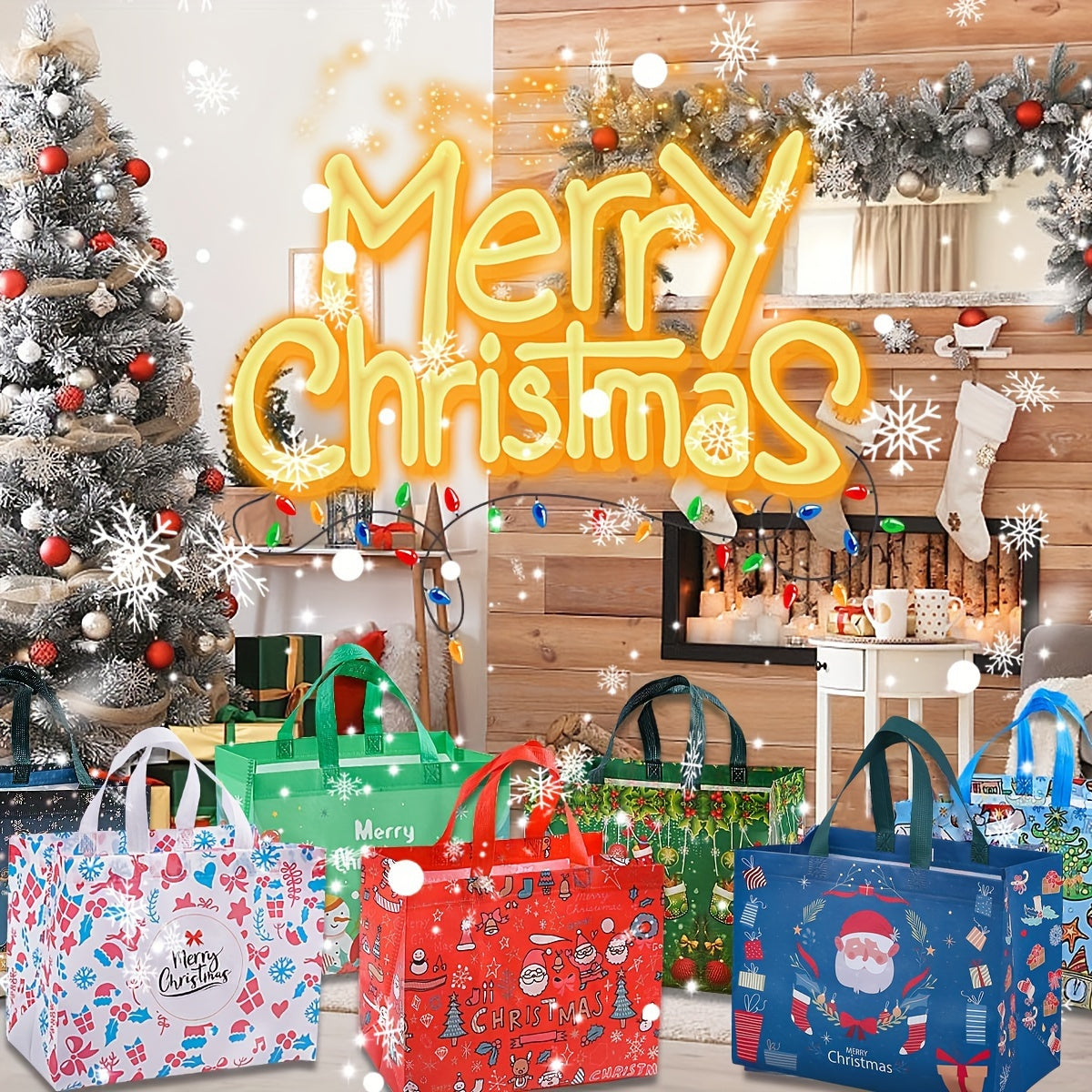 Ho Ho Ho! Reusable Christmas Gift Bags - 8/16 Pack