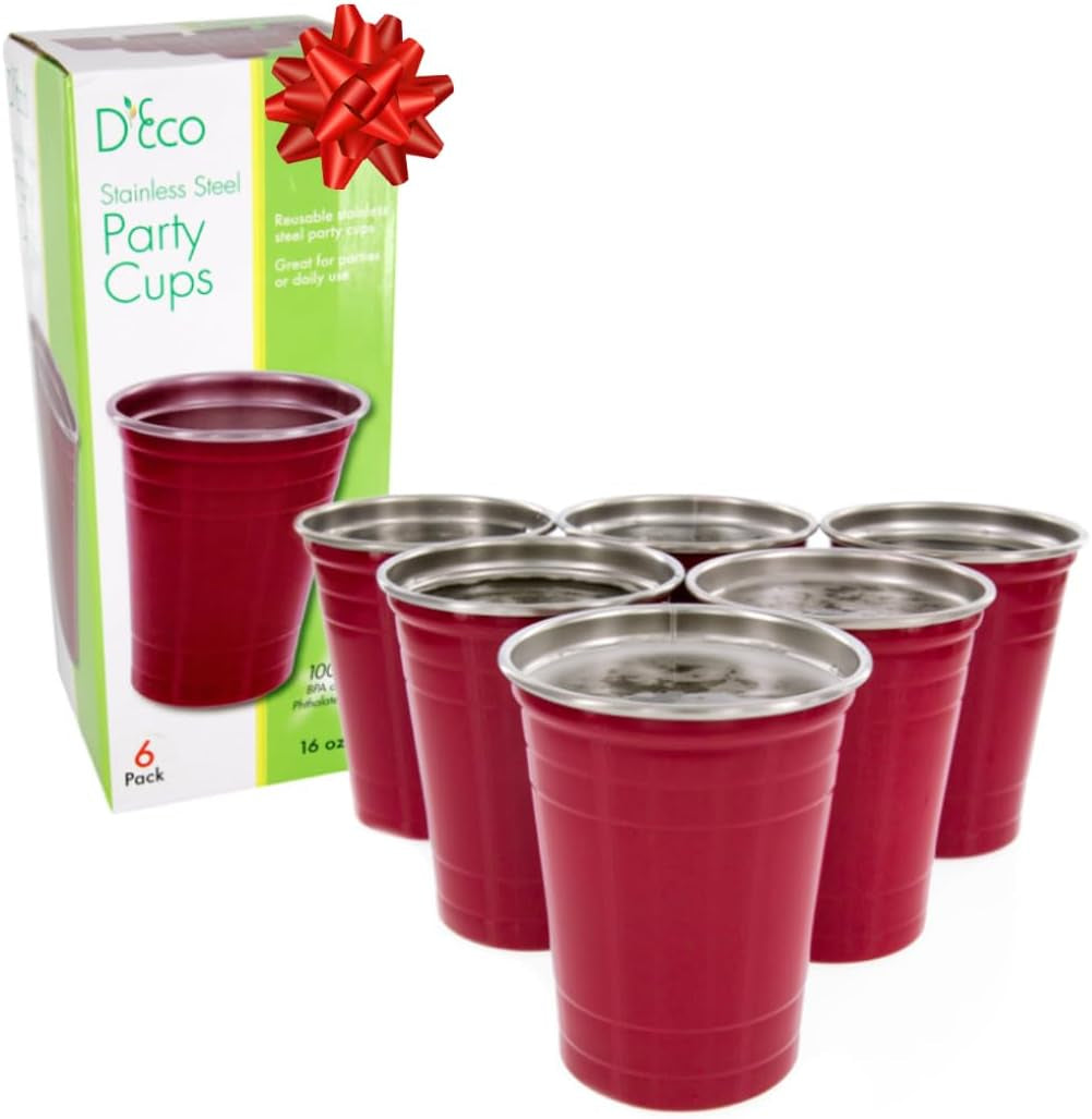 D'Eco 16 Oz Reusable Red Party Cups