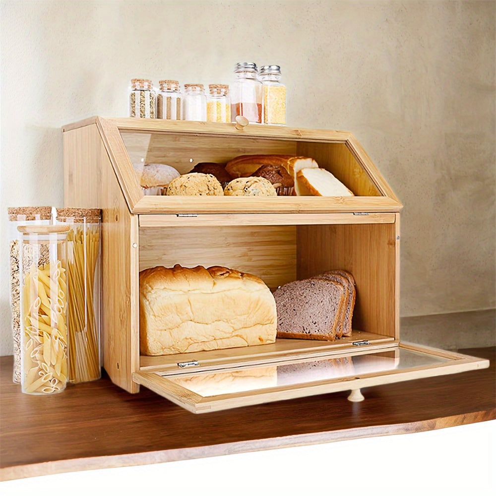 Large Capacity Bamboo Bread Box