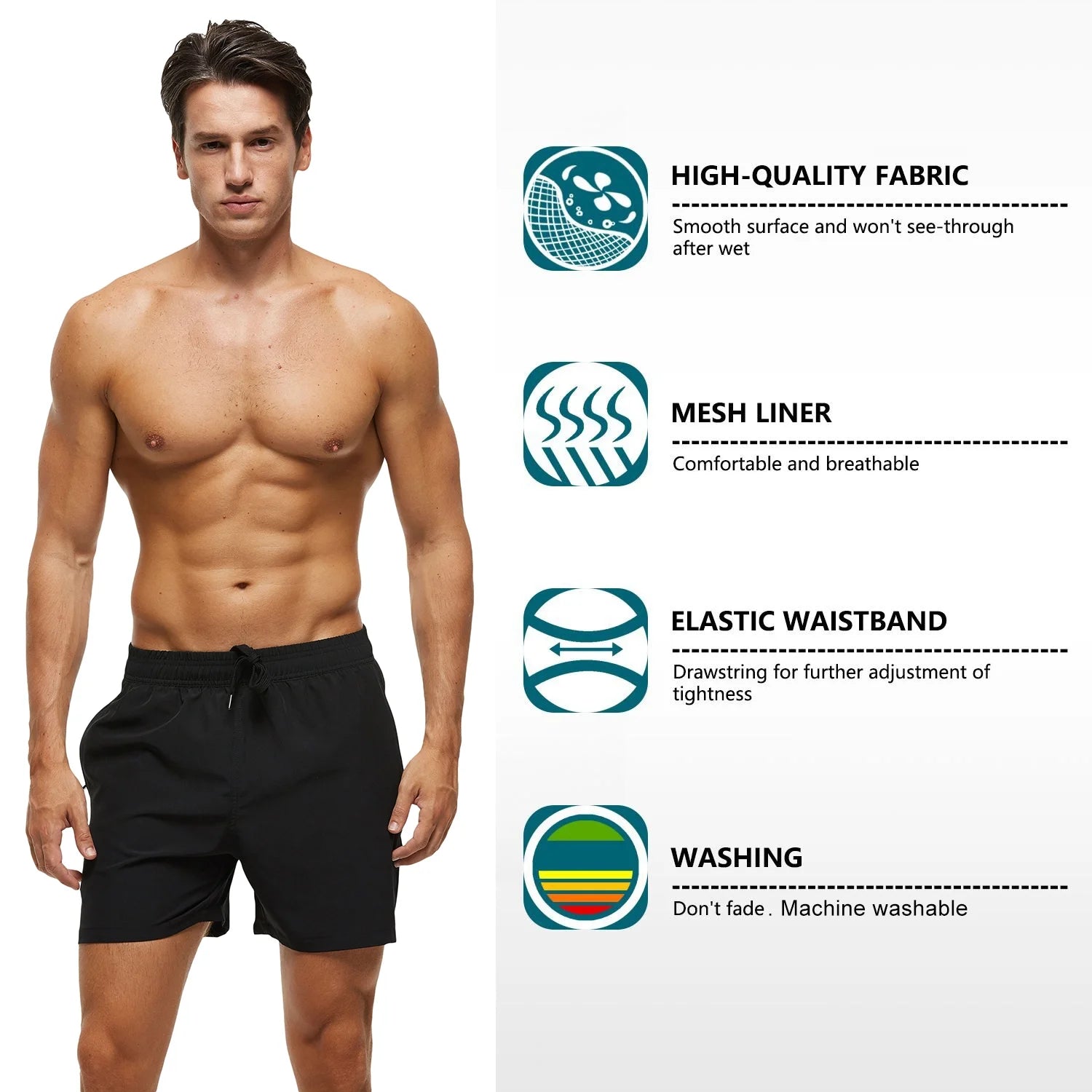 Men's Swim Trunks with Zipper Pockets