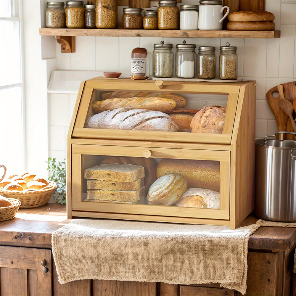 Large Capacity Bamboo Bread Box