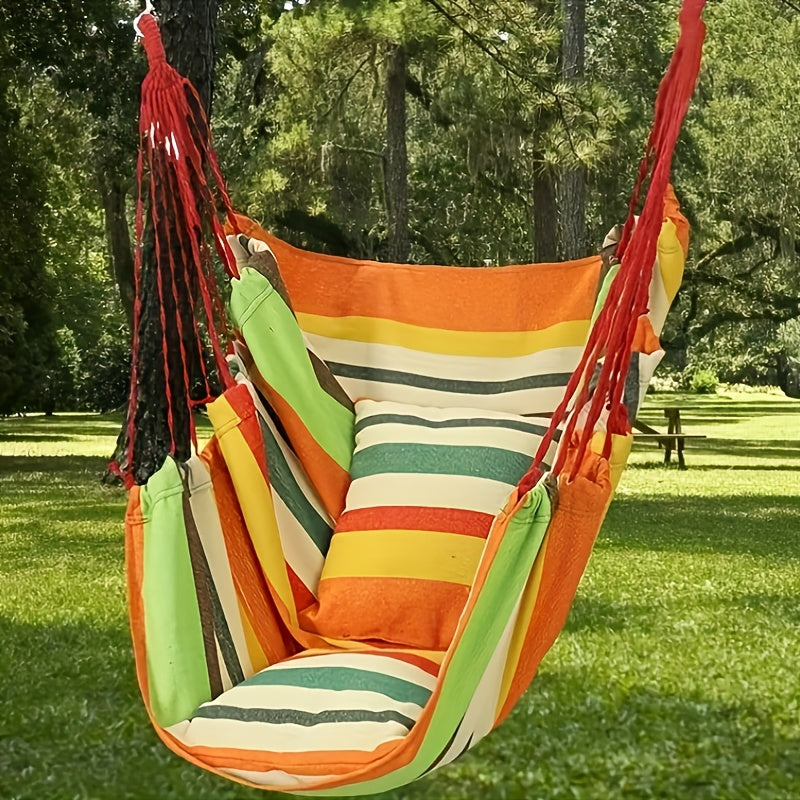 Canvas Swing Hanging Chair with Pillow and Cushion