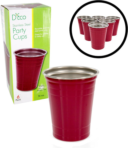 D'Eco 16 Oz Reusable Red Party Cups