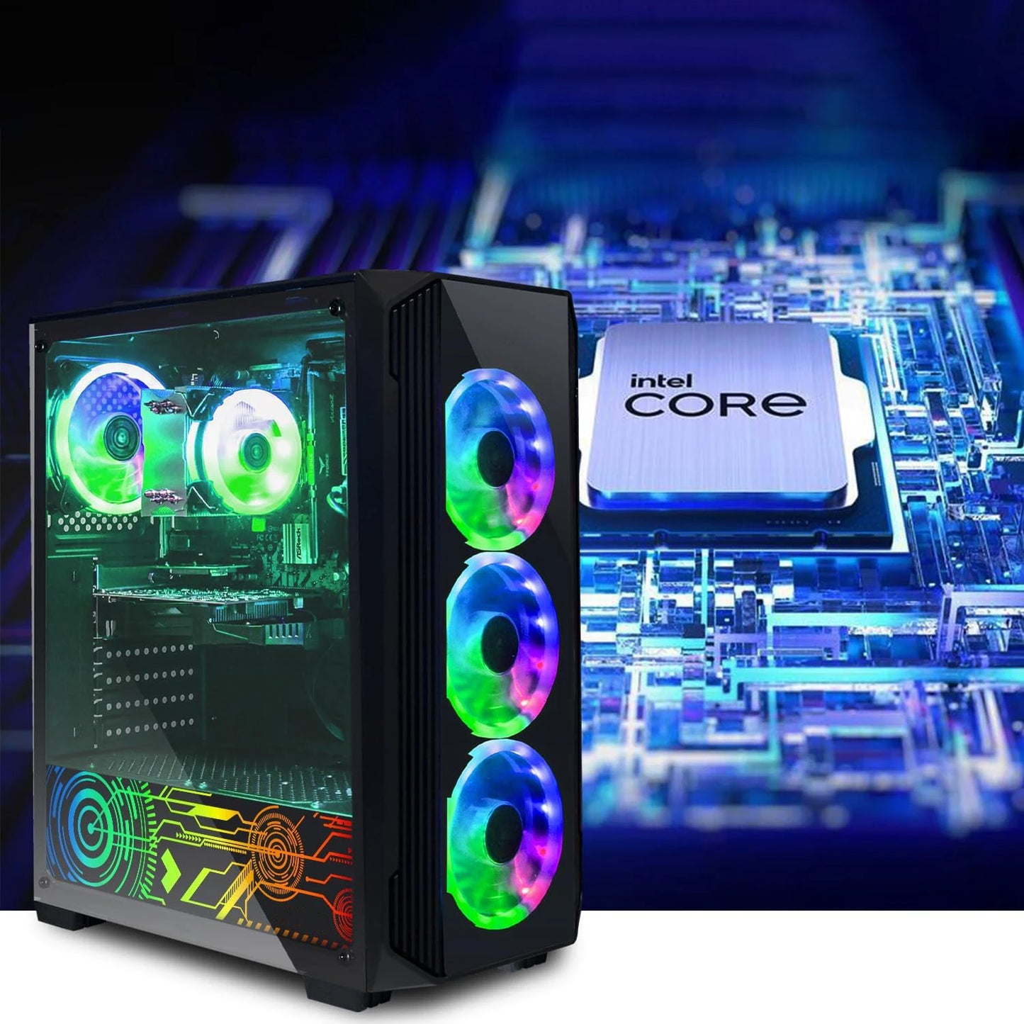 High-Performance Intel i7 Gaming PC with RGB Lighting