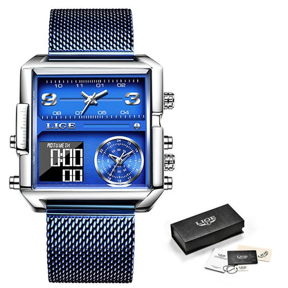 LIGE Luxury Men's Quartz Digital Watch