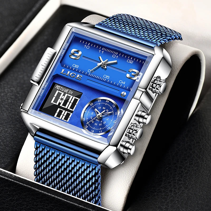 LIGE Luxury Men's Quartz Digital Watch