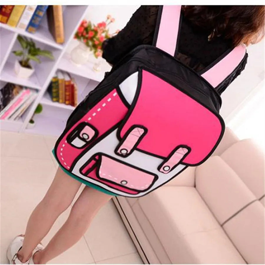 3-D Cartoonish Book Bag