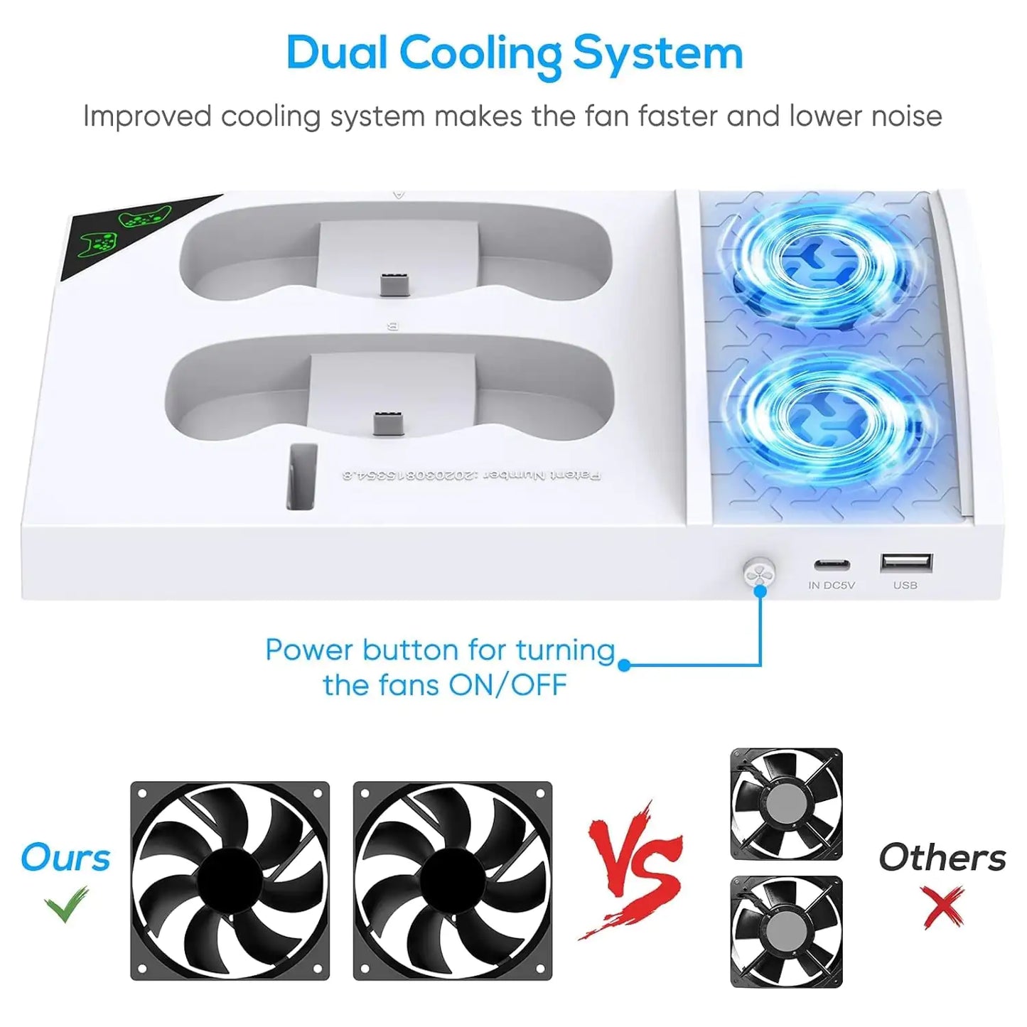 Charger Stand with Cooling Fan for Xbox Series S