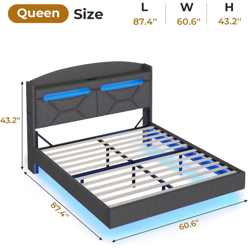 King-Size Floating Platform Bed