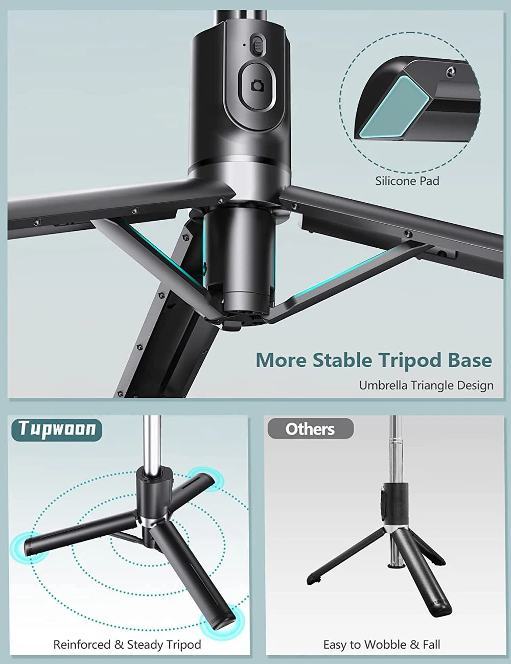 Bluetooth Selfie Stick with Fill Light & Remote Shutter for Android/iOS