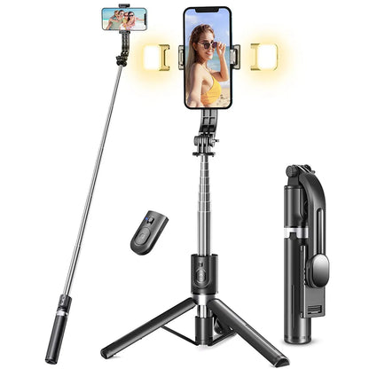 Bluetooth Selfie Stick with Fill Light & Remote Shutter for Android/iOS