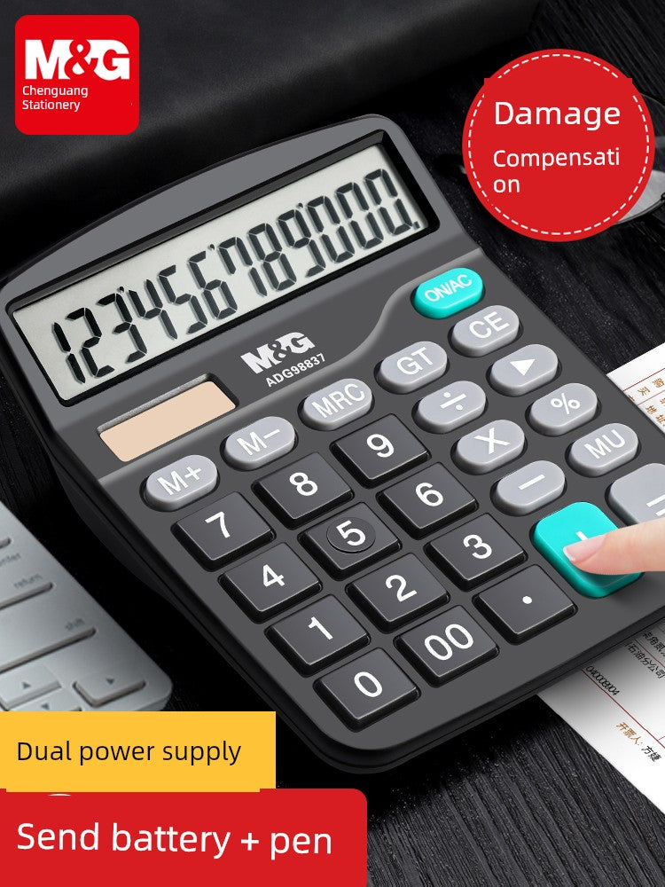 Dual-Power Stationery Calculator with Voice