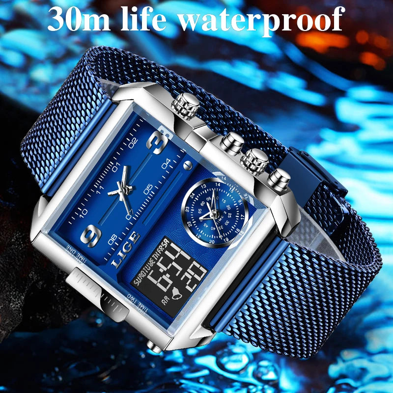 LIGE Luxury Men's Quartz Digital Watch