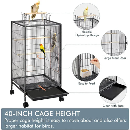 52-Inch Rolling Bird Cage