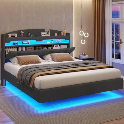 King-Size Floating Platform Bed